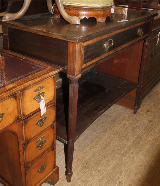 Edwardian inlaid mahogany two tier serving table(-)